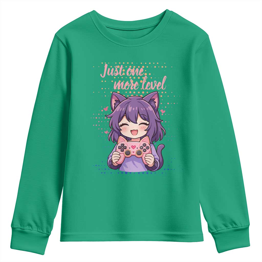 Just One More Game Youth Sweatshirt Cute Girl Playing Game Humor Gift - Wonder Print Shop