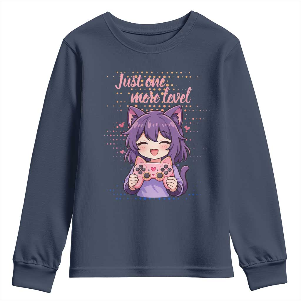 Just One More Game Youth Sweatshirt Cute Girl Playing Game Humor Gift - Wonder Print Shop