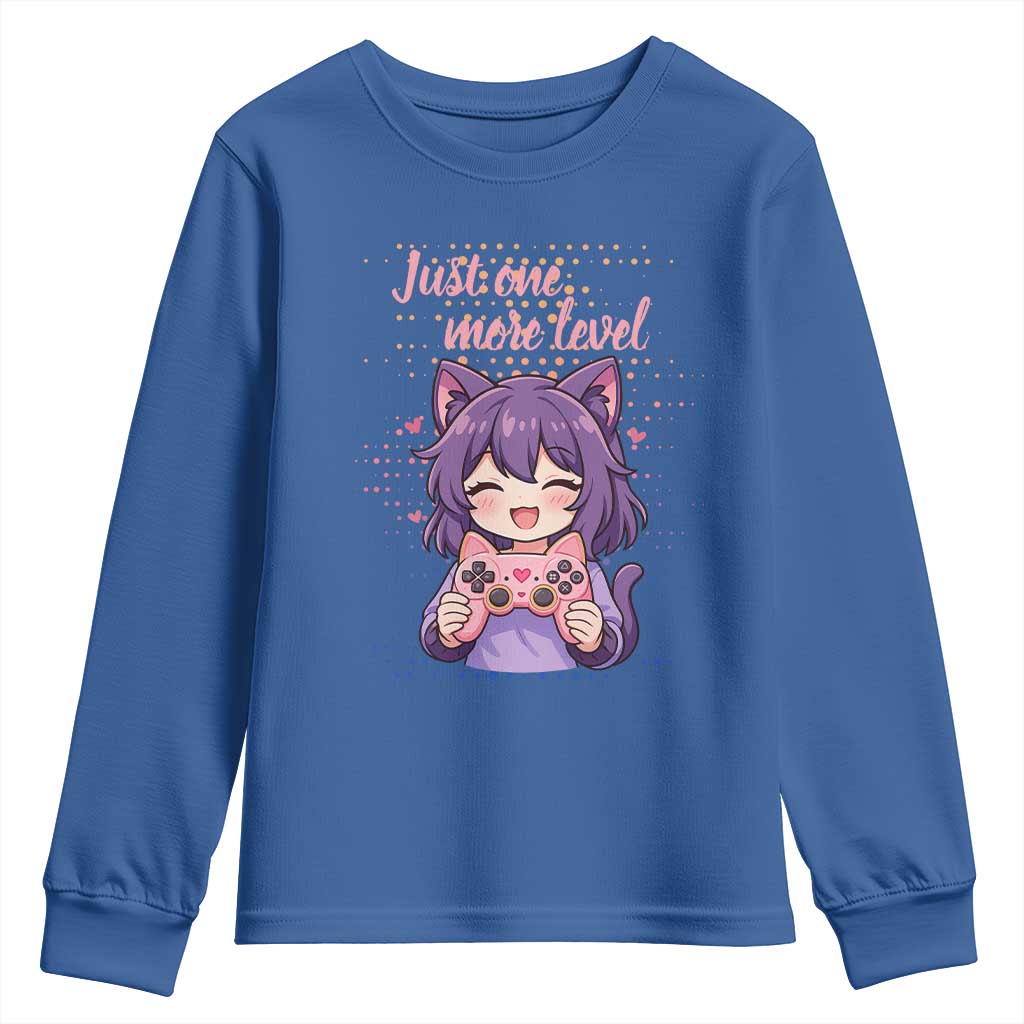 Just One More Game Youth Sweatshirt Cute Girl Playing Game Humor Gift - Wonder Print Shop