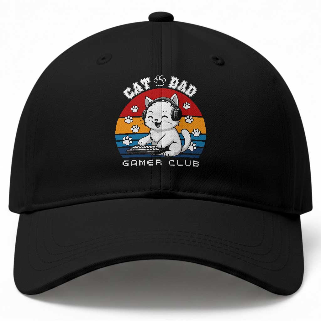 Funny Cat Dad Gamer Club Baseball Cap Gamer Cat Lover Gift