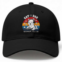 Funny Cat Dad Gamer Club Baseball Cap Gamer Cat Lover Gift