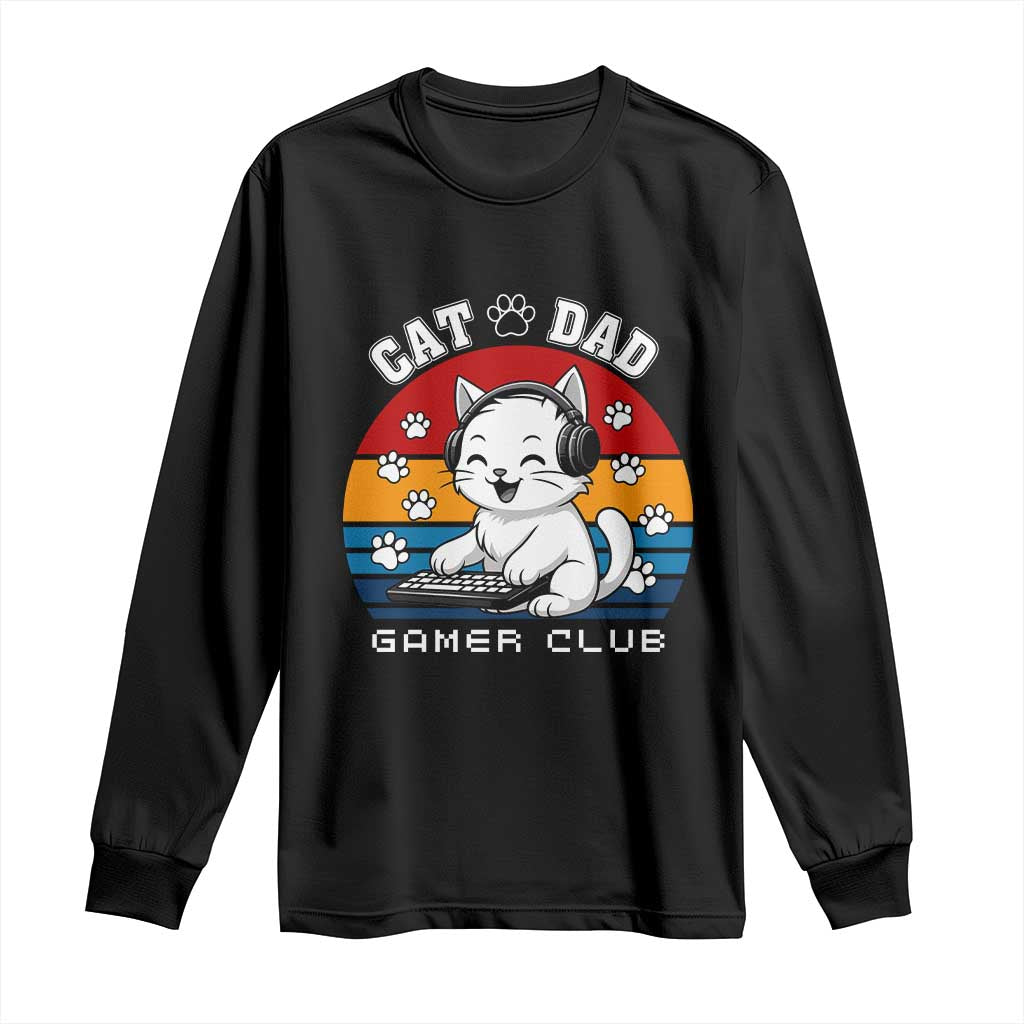 Funny Cat Dad Gamer Club Long Sleeve Shirt Gamer Cat Lover Gift - Wonder Print Shop