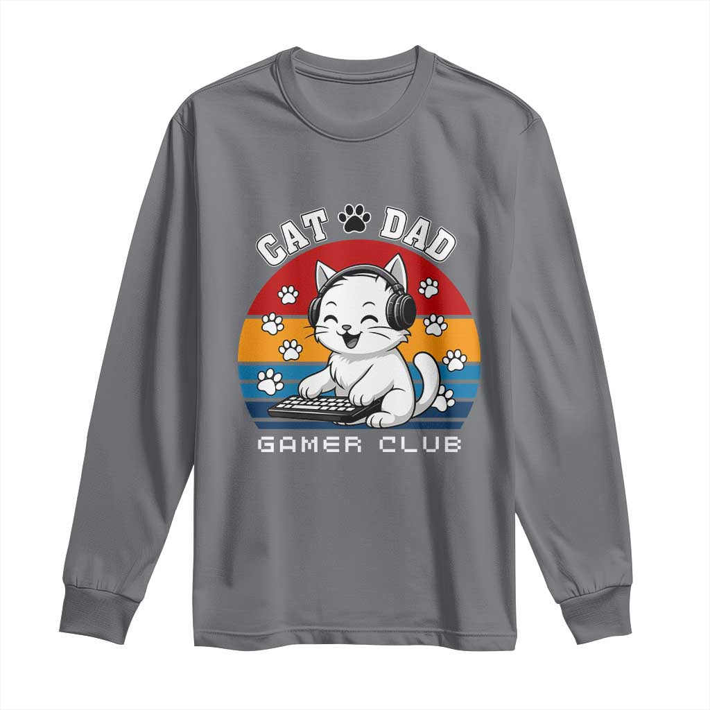 Funny Cat Dad Gamer Club Long Sleeve Shirt Gamer Cat Lover Gift - Wonder Print Shop