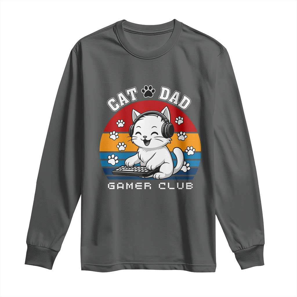 Funny Cat Dad Gamer Club Long Sleeve Shirt Gamer Cat Lover Gift - Wonder Print Shop