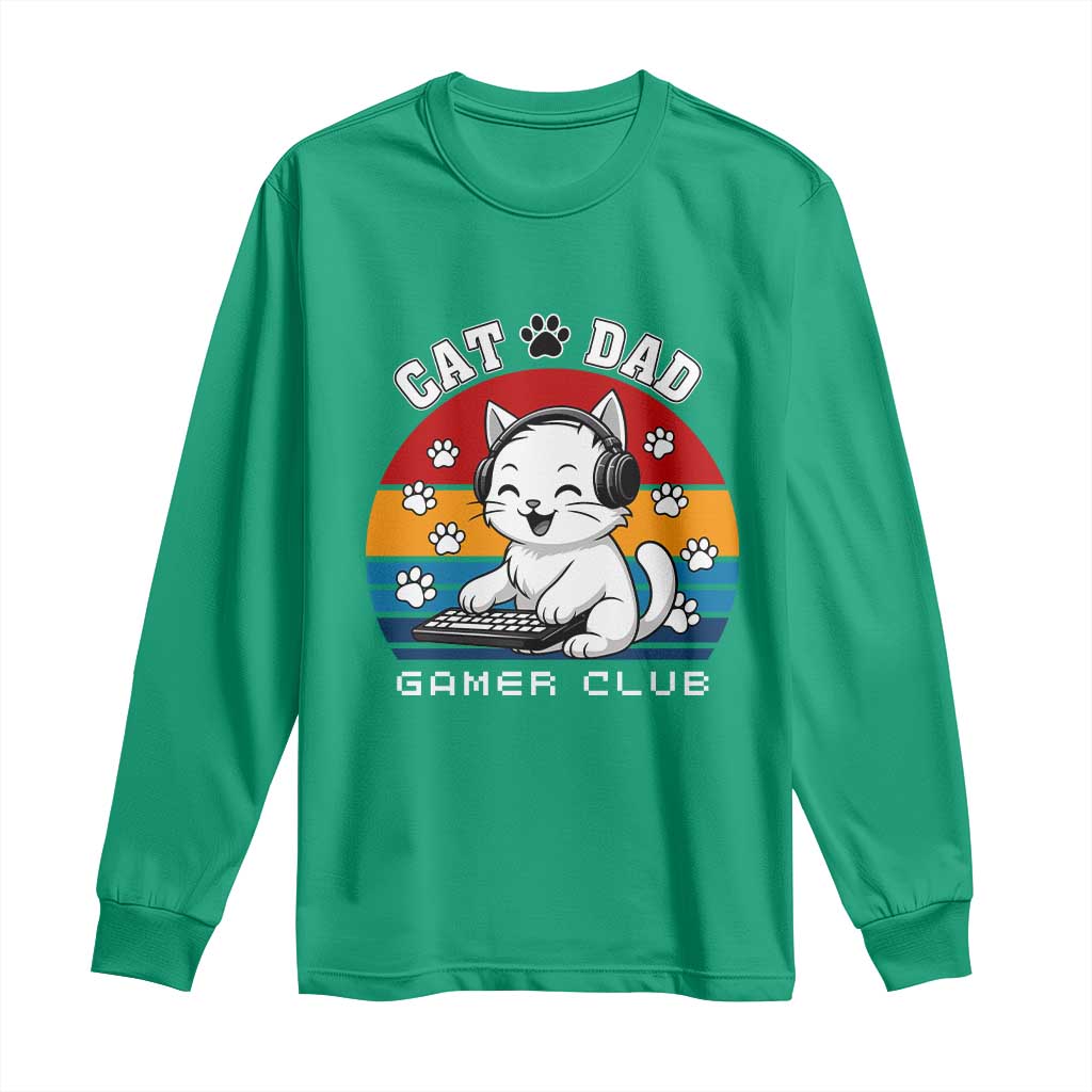 Funny Cat Dad Gamer Club Long Sleeve Shirt Gamer Cat Lover Gift - Wonder Print Shop