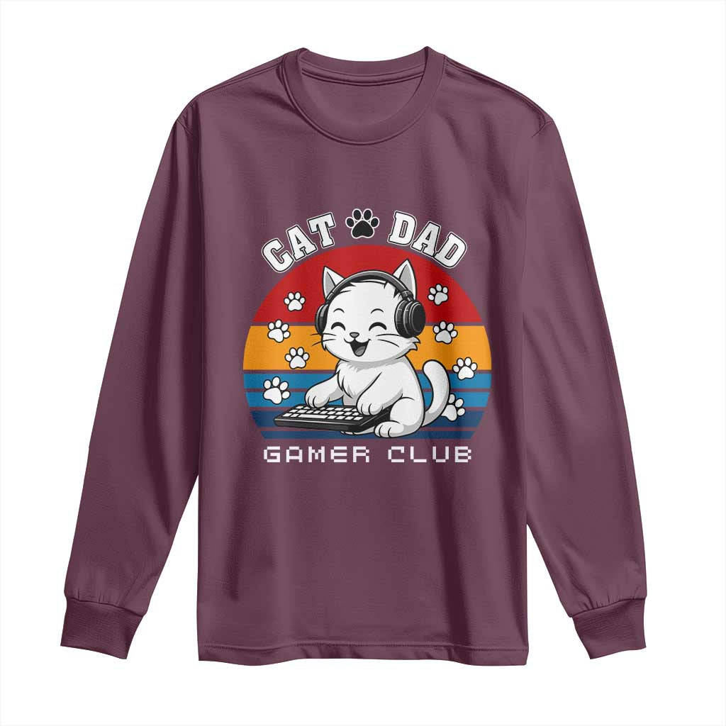 Funny Cat Dad Gamer Club Long Sleeve Shirt Gamer Cat Lover Gift - Wonder Print Shop