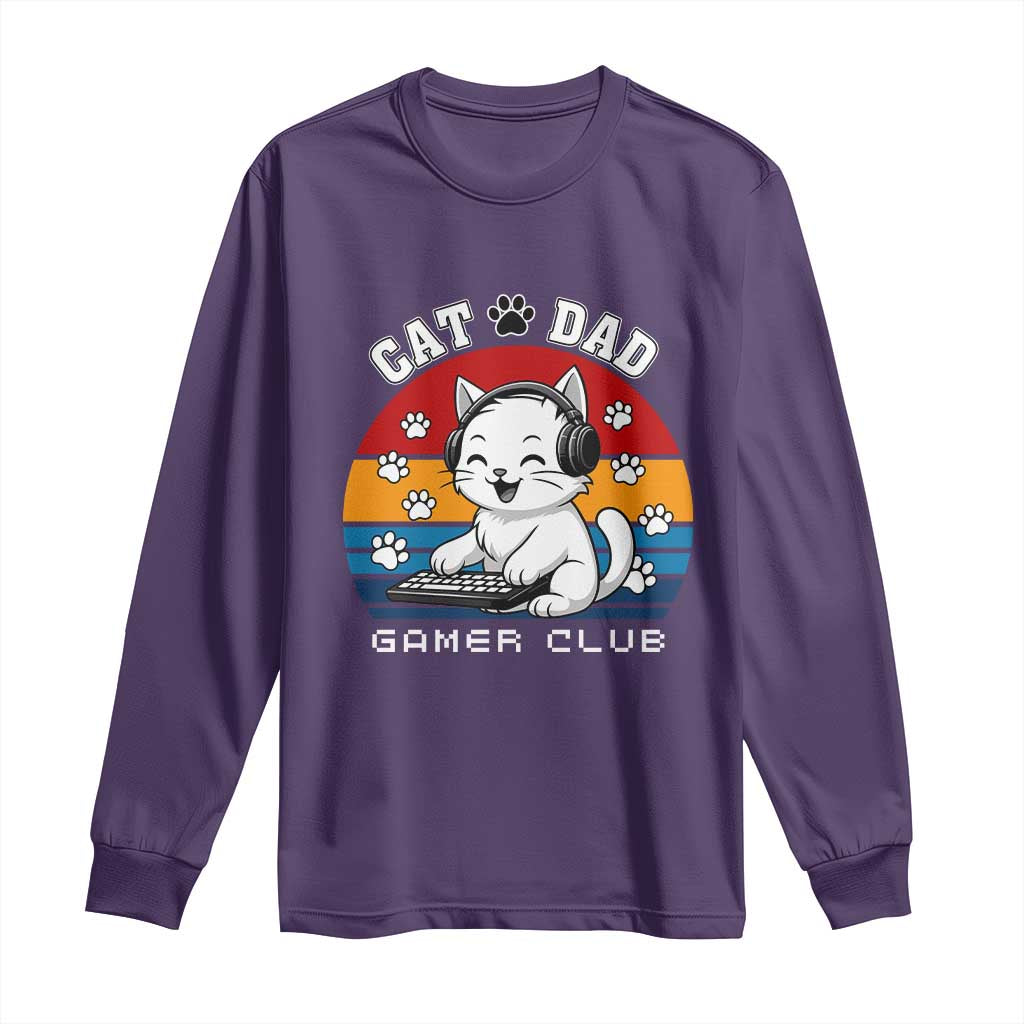 Funny Cat Dad Gamer Club Long Sleeve Shirt Gamer Cat Lover Gift - Wonder Print Shop