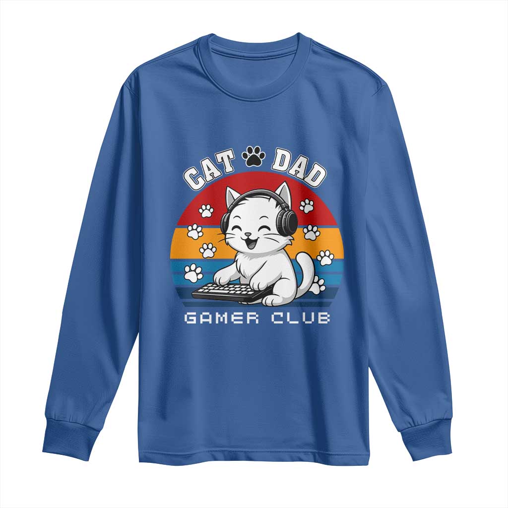 Funny Cat Dad Gamer Club Long Sleeve Shirt Gamer Cat Lover Gift - Wonder Print Shop