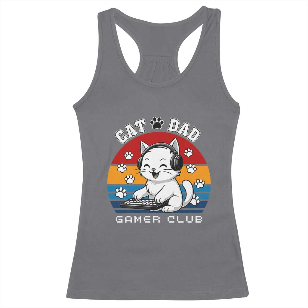 Funny Cat Dad Gamer Club Racerback Tank Top Gamer Cat Lover Gift - Wonder Print Shop