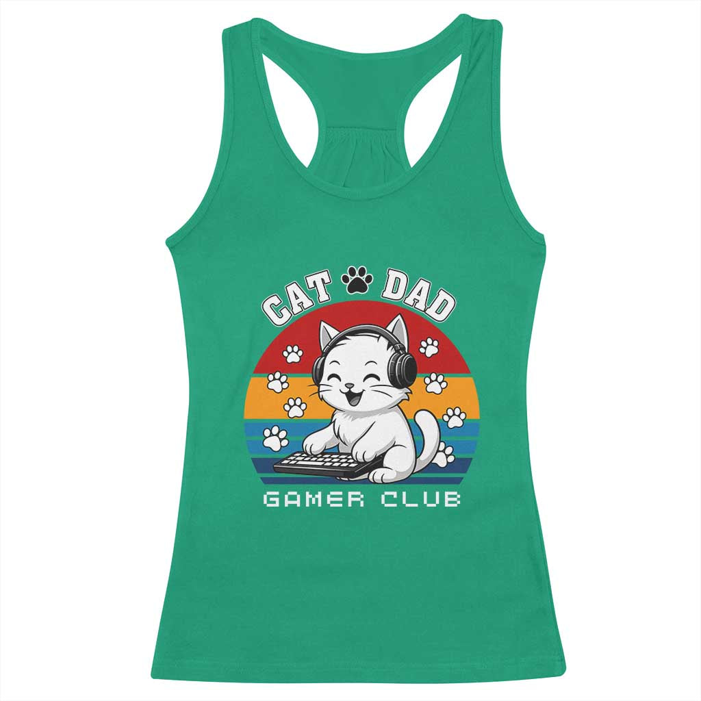 Funny Cat Dad Gamer Club Racerback Tank Top Gamer Cat Lover Gift - Wonder Print Shop