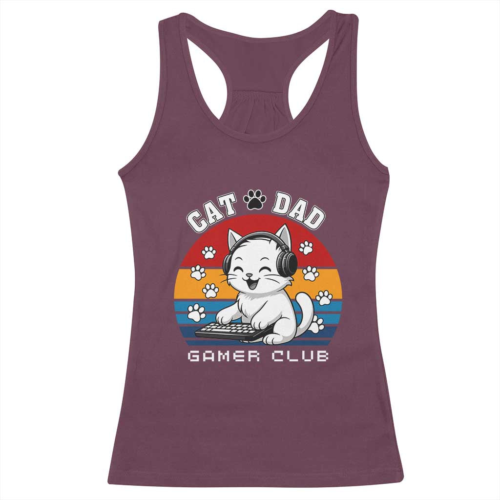 Funny Cat Dad Gamer Club Racerback Tank Top Gamer Cat Lover Gift - Wonder Print Shop