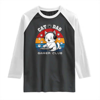 Funny Cat Dad Gamer Club Raglan Shirt Gamer Cat Lover Gift - Wonder Print Shop