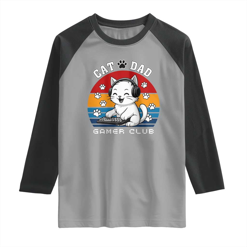 Funny Cat Dad Gamer Club Raglan Shirt Gamer Cat Lover Gift - Wonder Print Shop