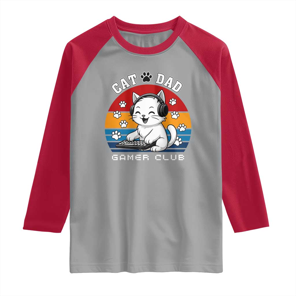 Funny Cat Dad Gamer Club Raglan Shirt Gamer Cat Lover Gift - Wonder Print Shop
