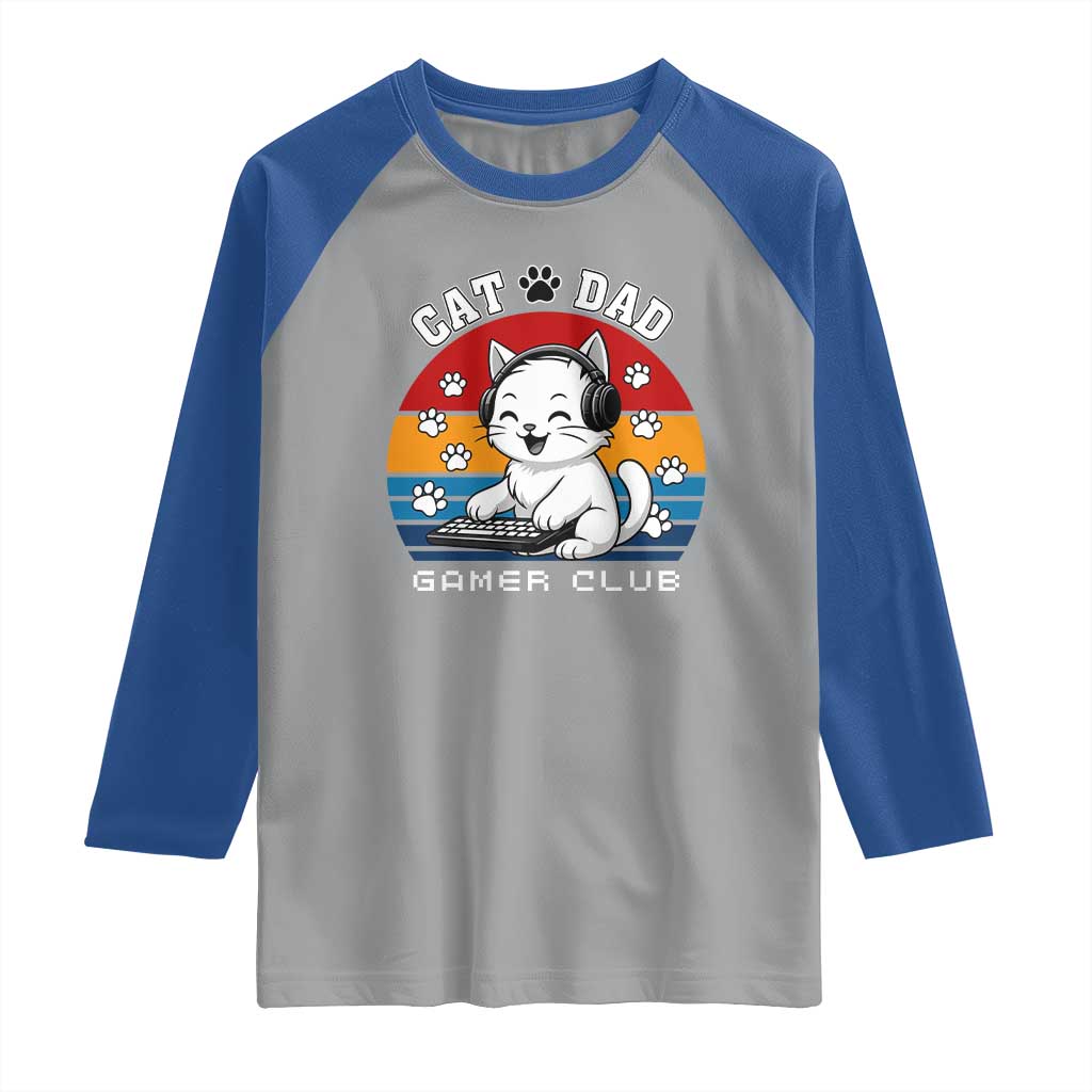 Funny Cat Dad Gamer Club Raglan Shirt Gamer Cat Lover Gift - Wonder Print Shop