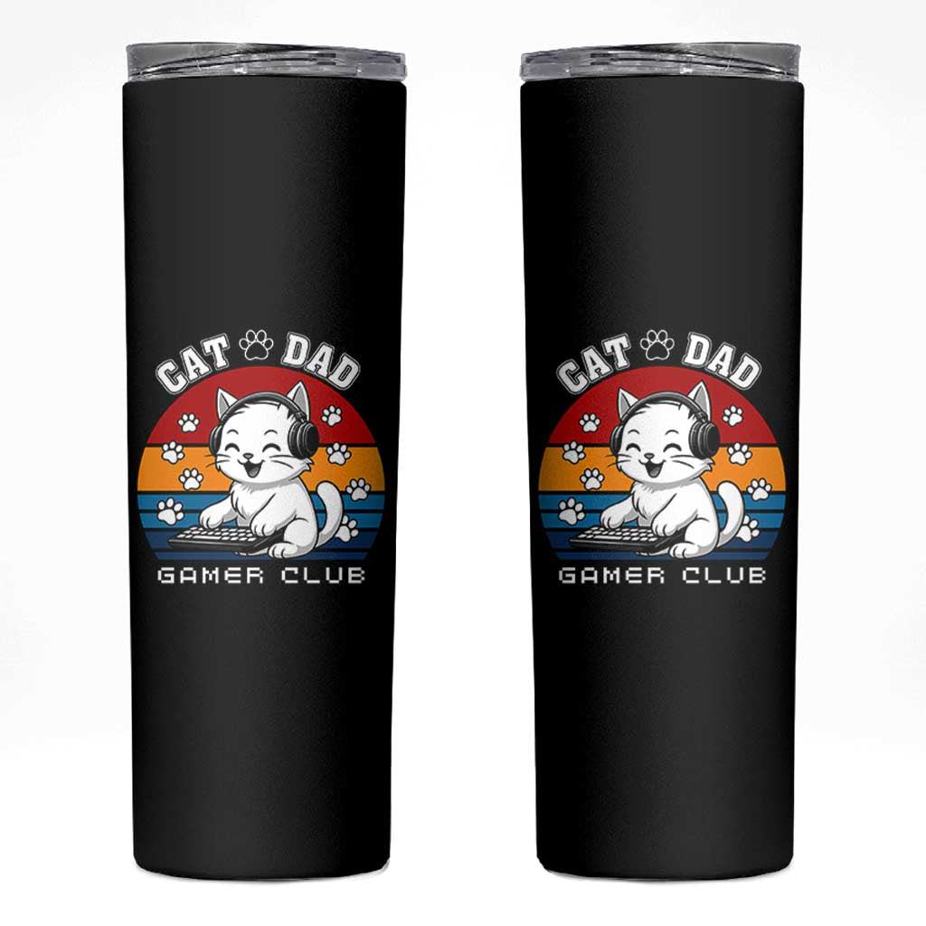Funny Cat Dad Gamer Club Skinny Tumbler Gamer Cat Lover Gift