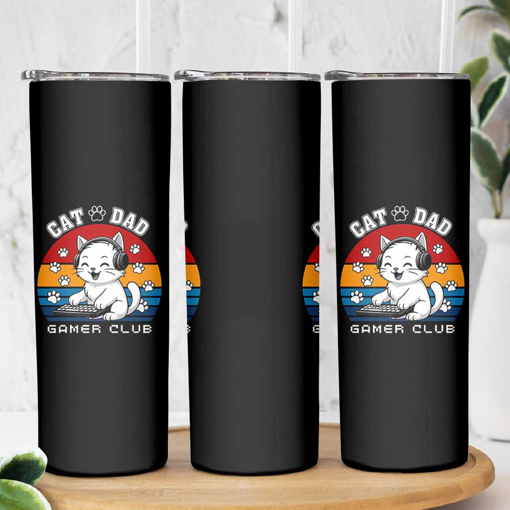 Funny Cat Dad Gamer Club Skinny Tumbler Gamer Cat Lover Gift