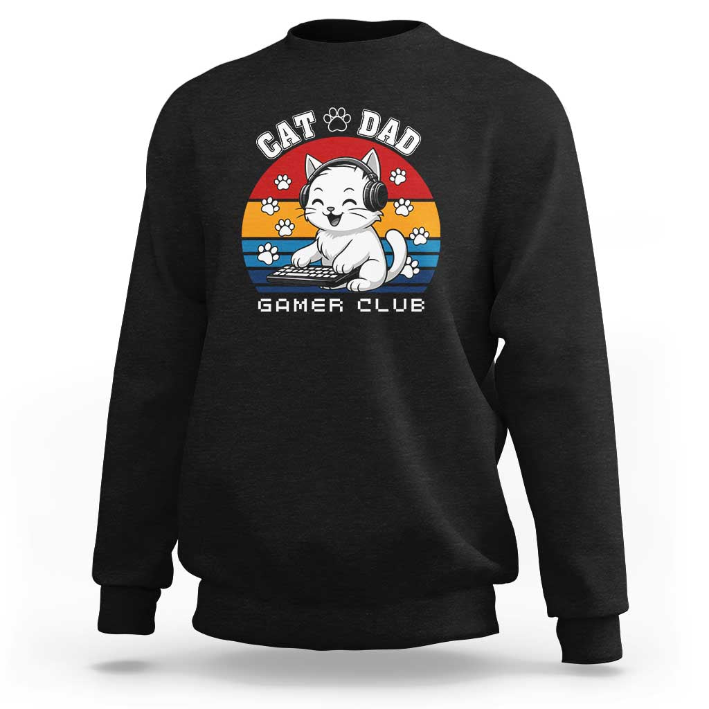 Funny Cat Dad Gamer Club Sweatshirt Gamer Cat Lover Gift - Wonder Print Shop