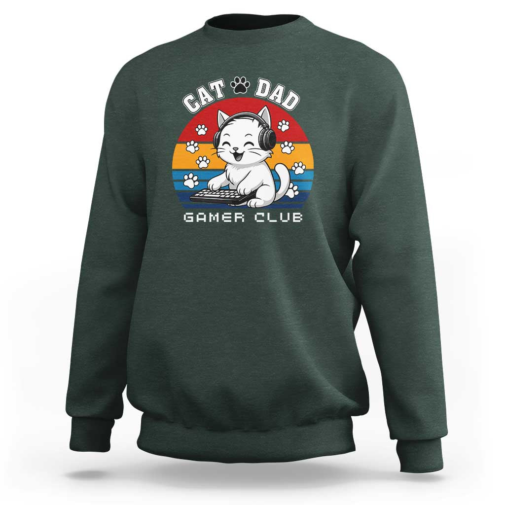 Funny Cat Dad Gamer Club Sweatshirt Gamer Cat Lover Gift - Wonder Print Shop