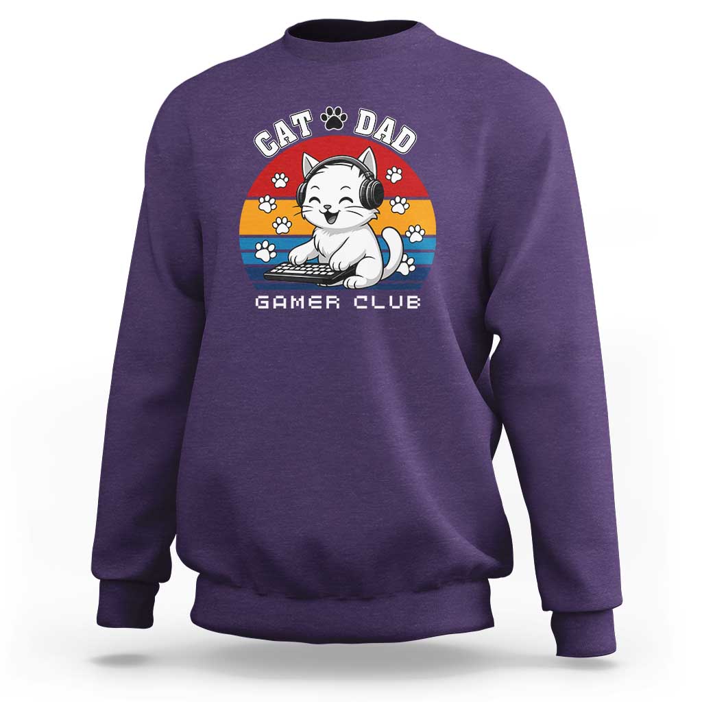 Funny Cat Dad Gamer Club Sweatshirt Gamer Cat Lover Gift - Wonder Print Shop
