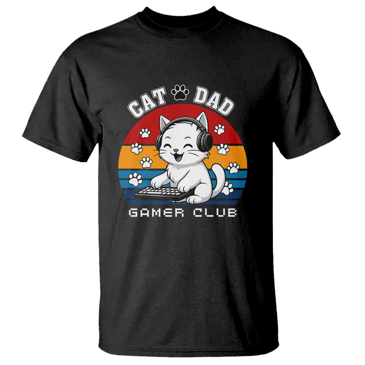 Funny Cat Dad Gamer Club T Shirt Gamer Cat Lover Gift - Wonder Print Shop