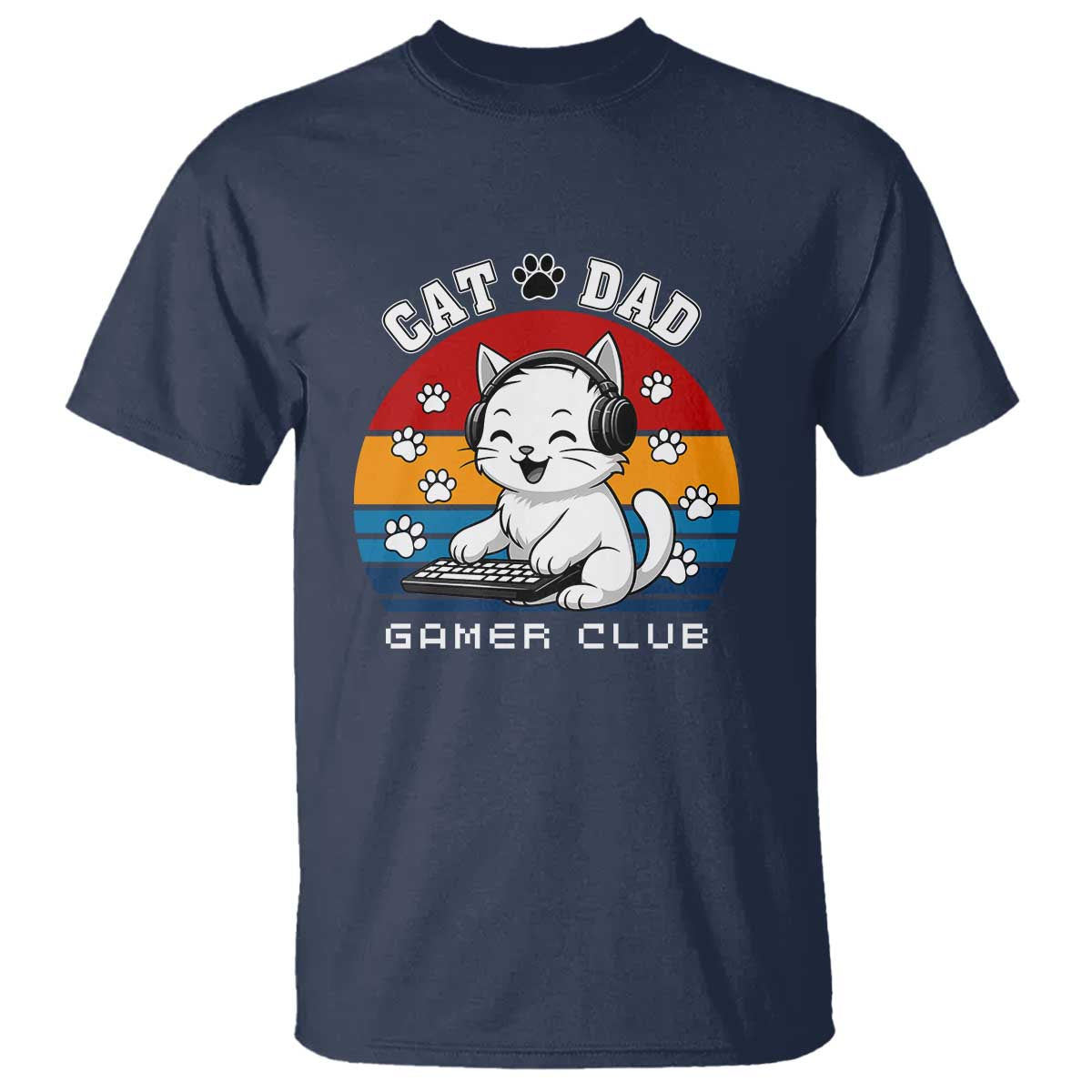 Funny Cat Dad Gamer Club T Shirt Gamer Cat Lover Gift - Wonder Print Shop