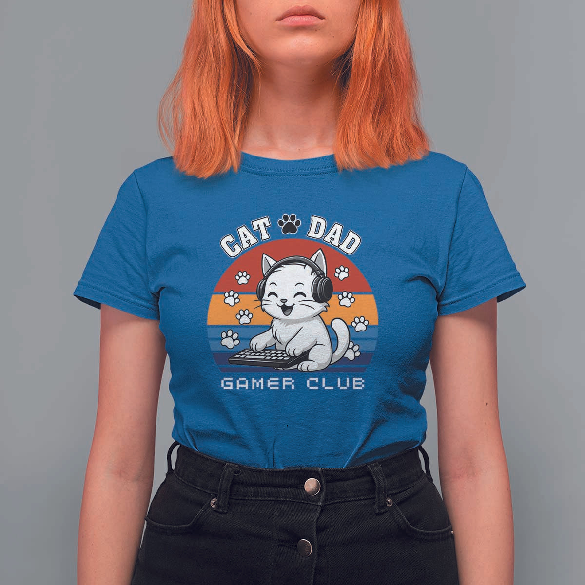 Funny Cat Dad Gamer Club T Shirt For Women Gamer Cat Lover Gift - Wonder Print Shop