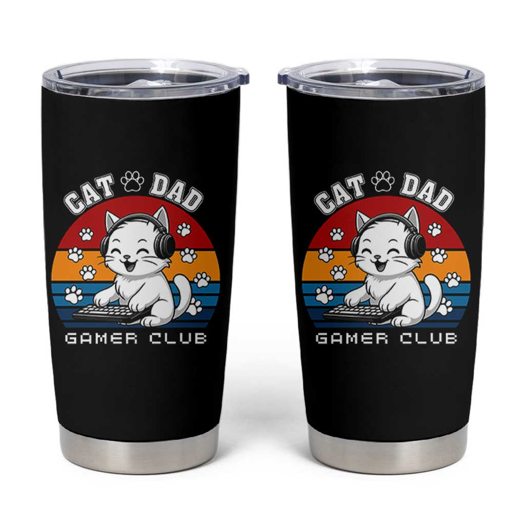 Funny Cat Dad Gamer Club Tumbler Cup Gamer Cat Lover Gift
