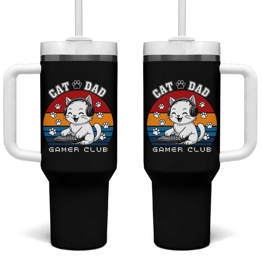 Funny Cat Dad Gamer Club Tumbler With Handle Gamer Cat Lover Gift