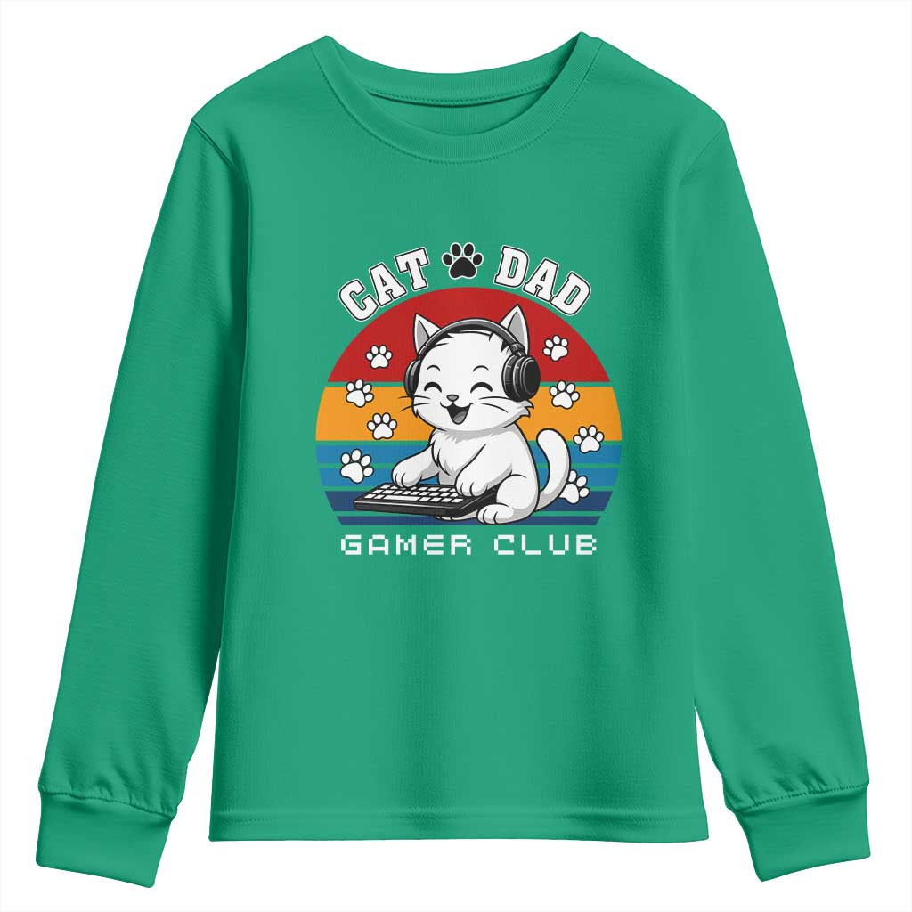 Funny Cat Dad Gamer Club Youth Sweatshirt Gamer Cat Lover Gift - Wonder Print Shop