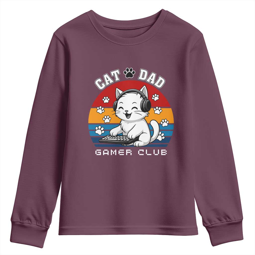 Funny Cat Dad Gamer Club Youth Sweatshirt Gamer Cat Lover Gift - Wonder Print Shop