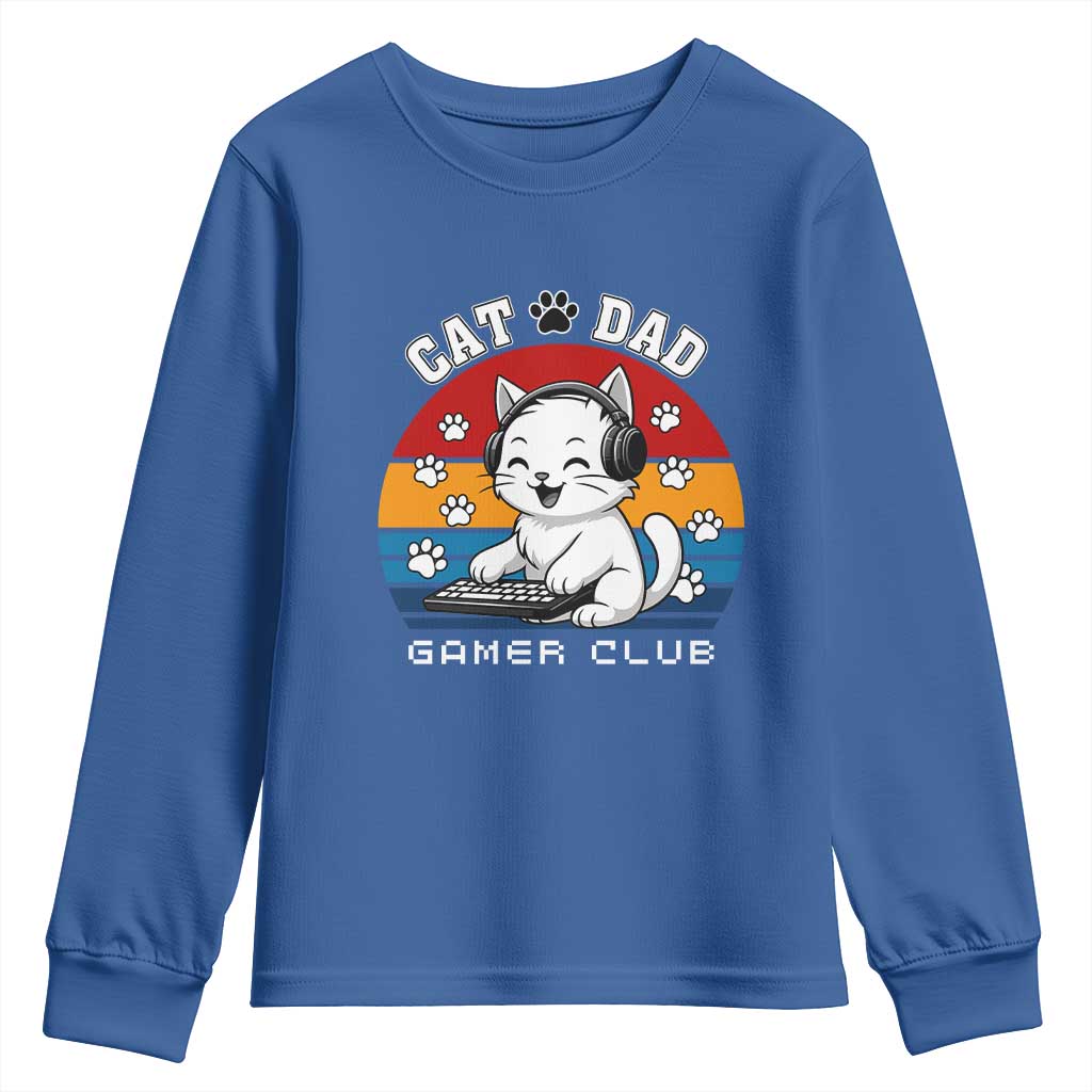 Funny Cat Dad Gamer Club Youth Sweatshirt Gamer Cat Lover Gift - Wonder Print Shop