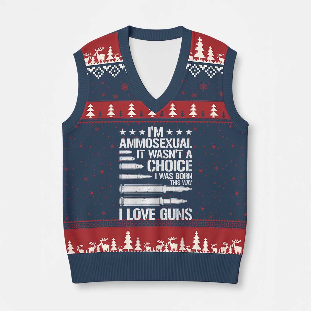 Funny Im Ammosexual V-Neck Knit Sweater Vest American Freedom Second Amendment