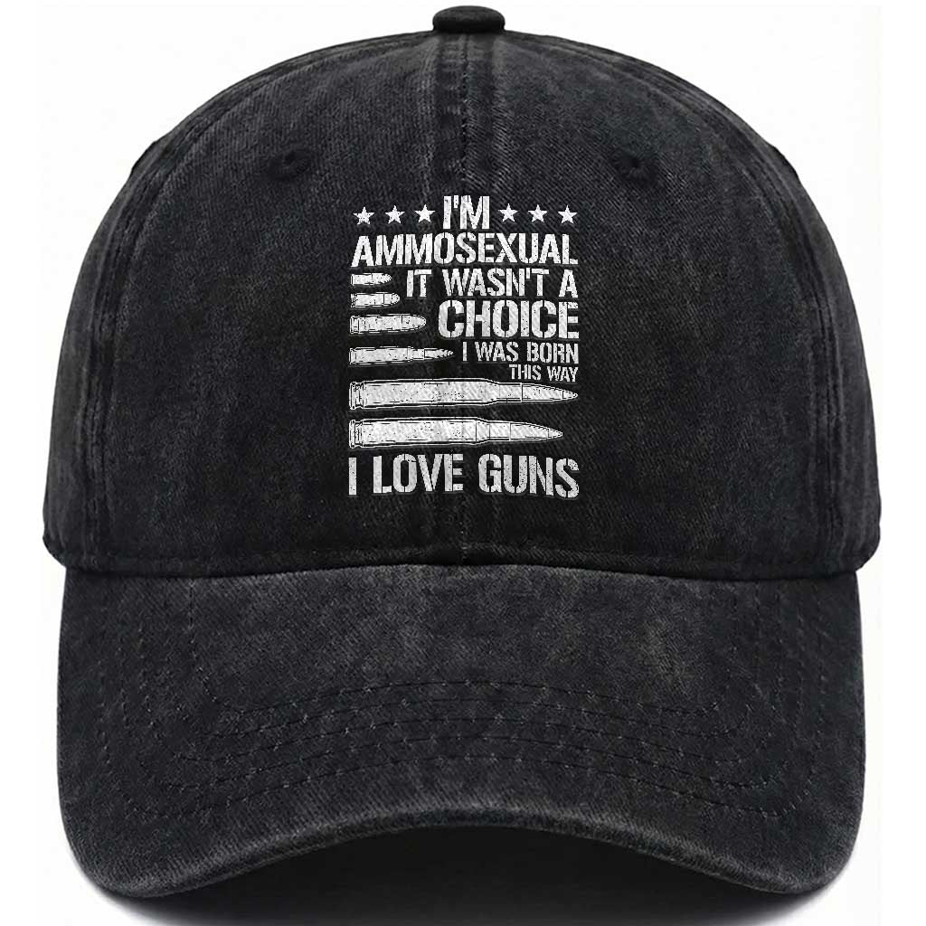 Funny Im Ammosexual Washed Cotton Baseball Cap American Freedom Second Amendment