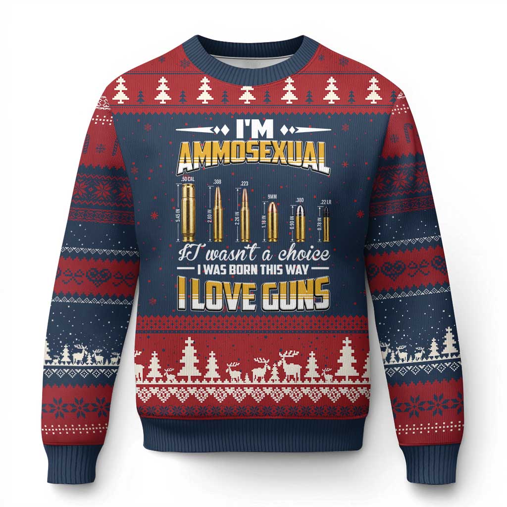 Funny Im Ammosexual Ugly Christmas Sweater Second Amendment Patriotic Freedom Graphic
