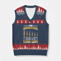 Funny Im Ammosexual V-Neck Knit Sweater Vest Second Amendment Patriotic Freedom Graphic