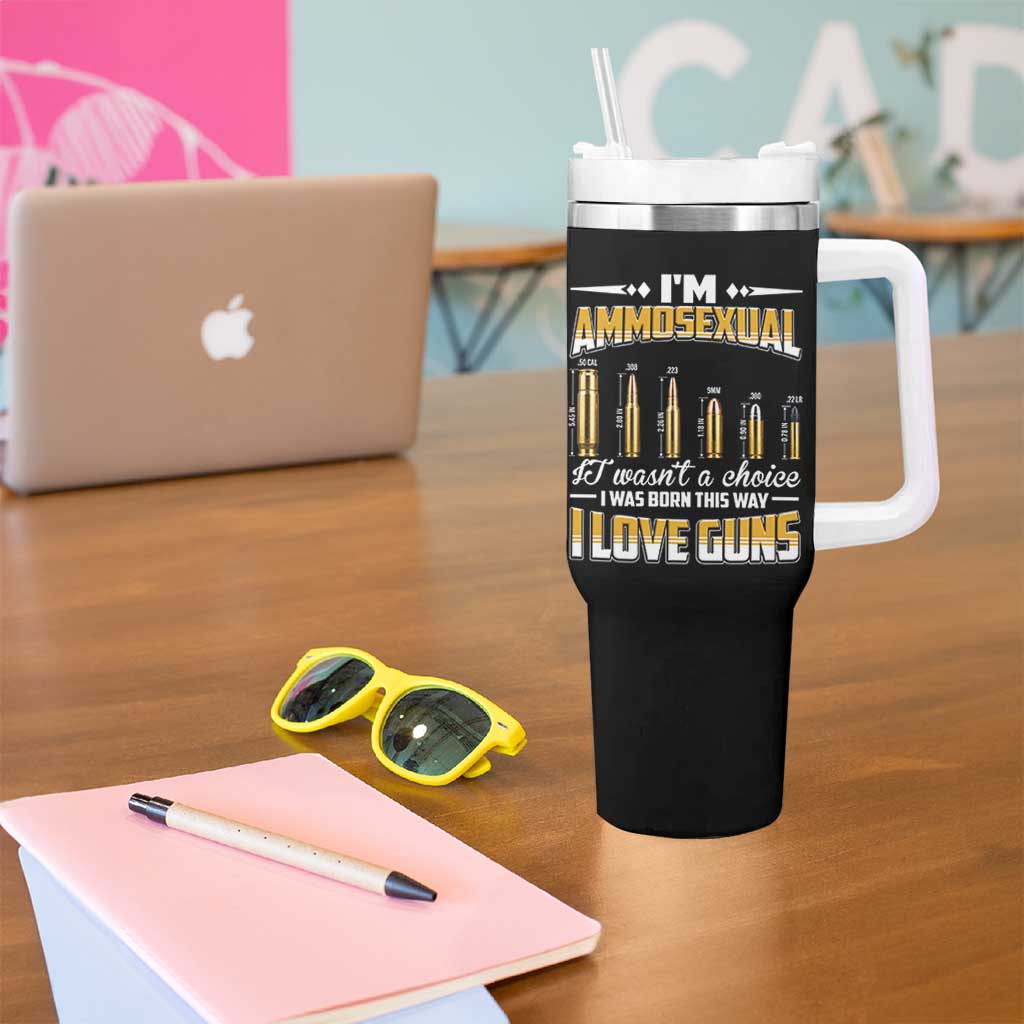 Funny Im Ammosexual Tumbler With Handle Second Amendment Patriotic Freedom Graphic