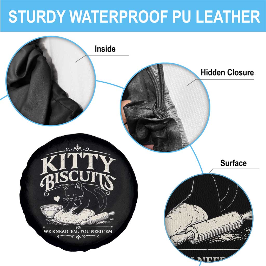 Kitty Biscuits We Knead Em You Need Em Spare Tire Cover Funny Black Cat Making Biscuits Baking