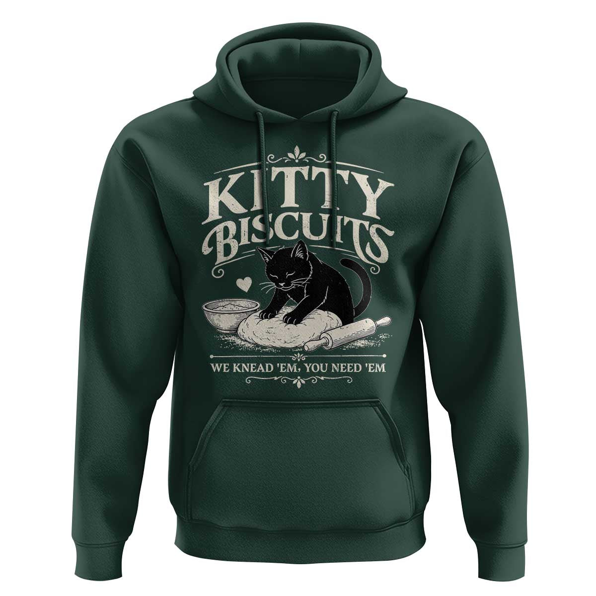 Kitty Biscuits We Knead Em You Need Em Hoodie Funny Black Cat Making Biscuits Baking