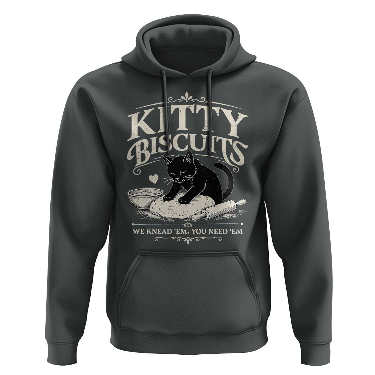 Kitty Biscuits We Knead Em You Need Em Hoodie Funny Black Cat Making Biscuits Baking