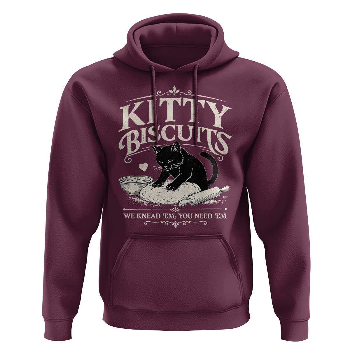 Kitty Biscuits We Knead Em You Need Em Hoodie Funny Black Cat Making Biscuits Baking