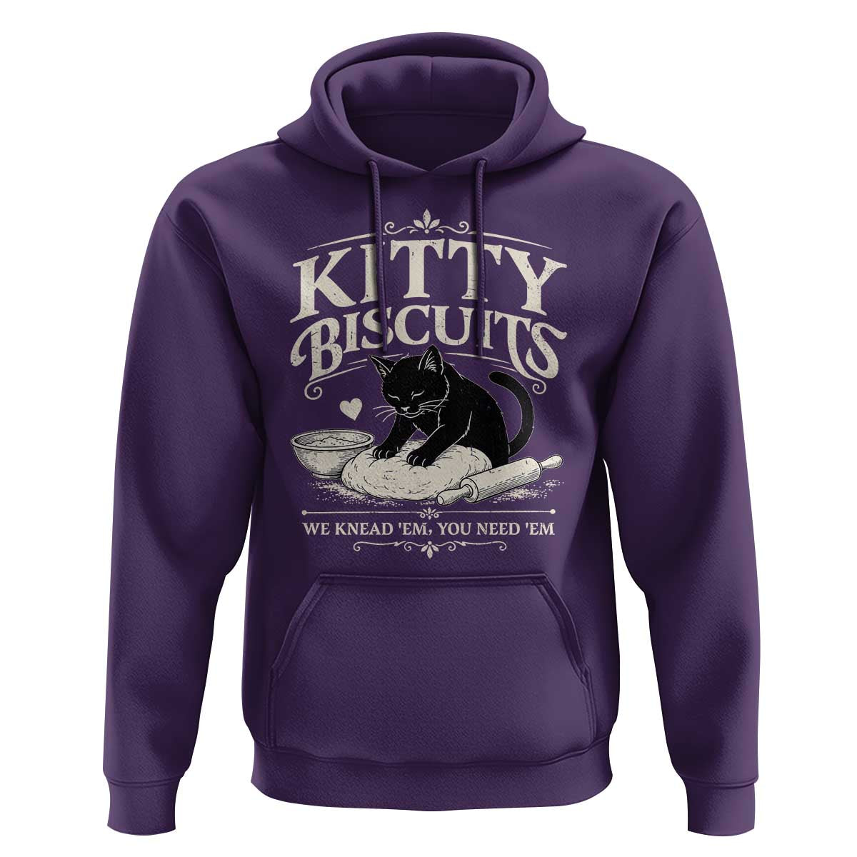 Kitty Biscuits We Knead Em You Need Em Hoodie Funny Black Cat Making Biscuits Baking