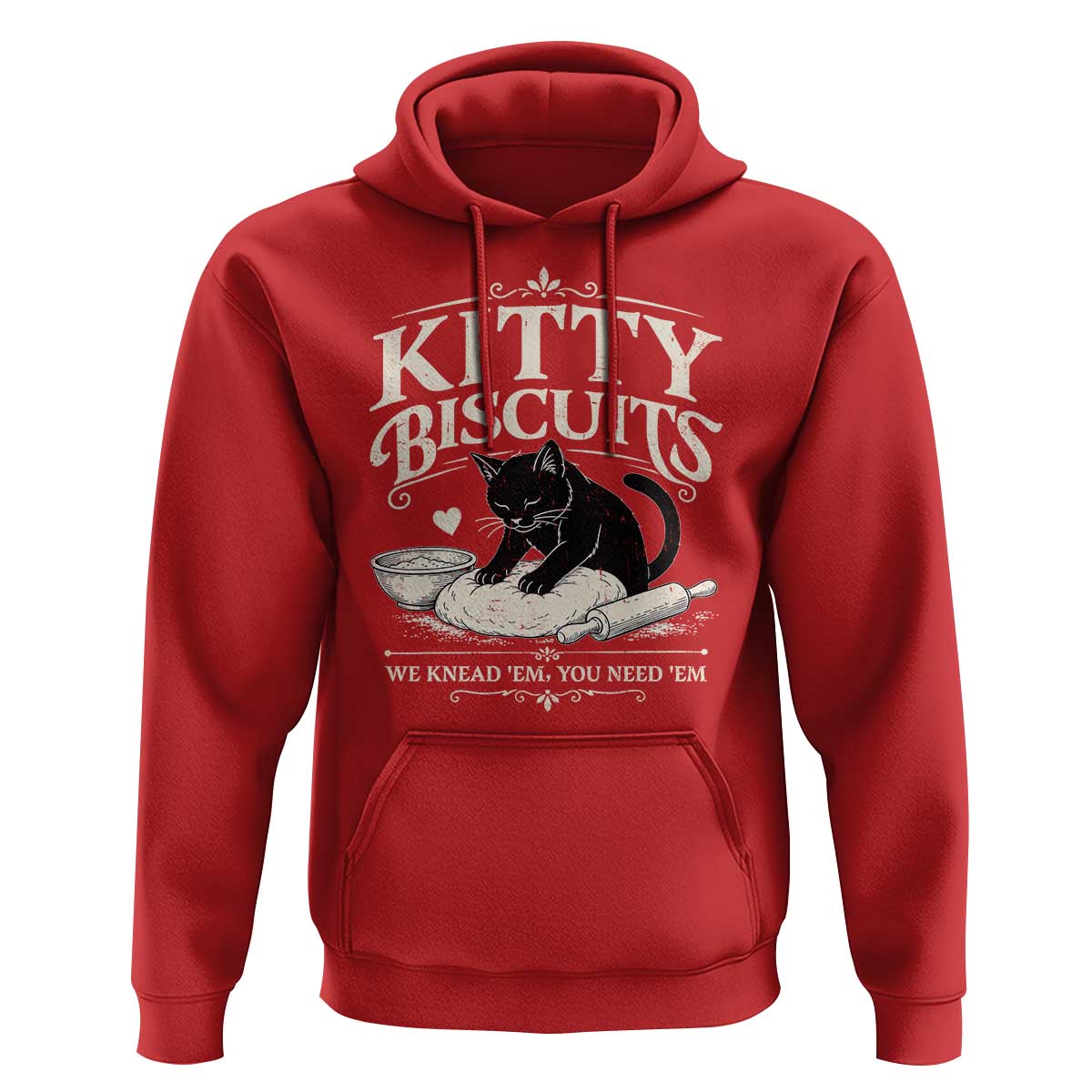 Kitty Biscuits We Knead Em You Need Em Hoodie Funny Black Cat Making Biscuits Baking