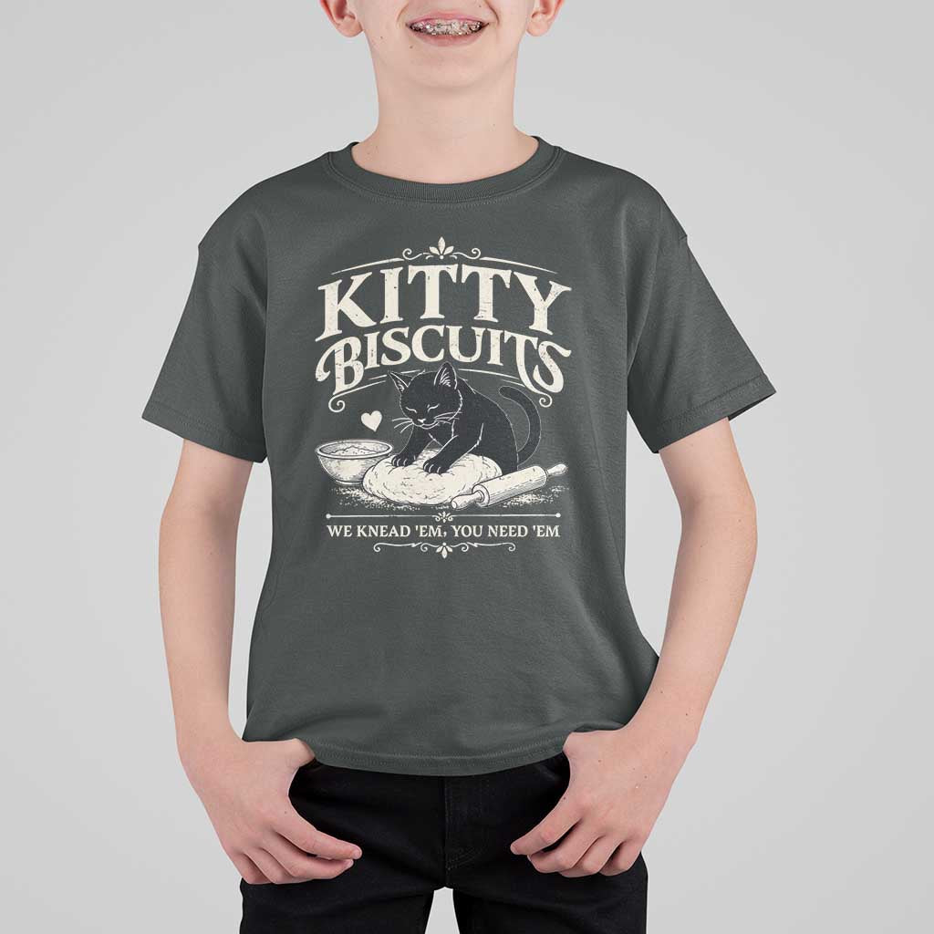Kitty Biscuits We Knead Em You Need Em T Shirt For Kid Funny Black Cat Making Biscuits Baking