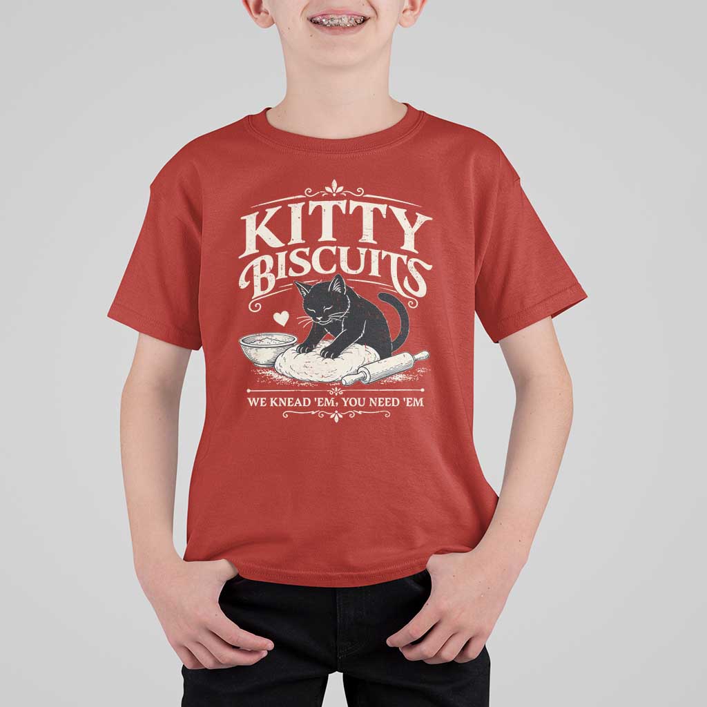 Kitty Biscuits We Knead Em You Need Em T Shirt For Kid Funny Black Cat Making Biscuits Baking