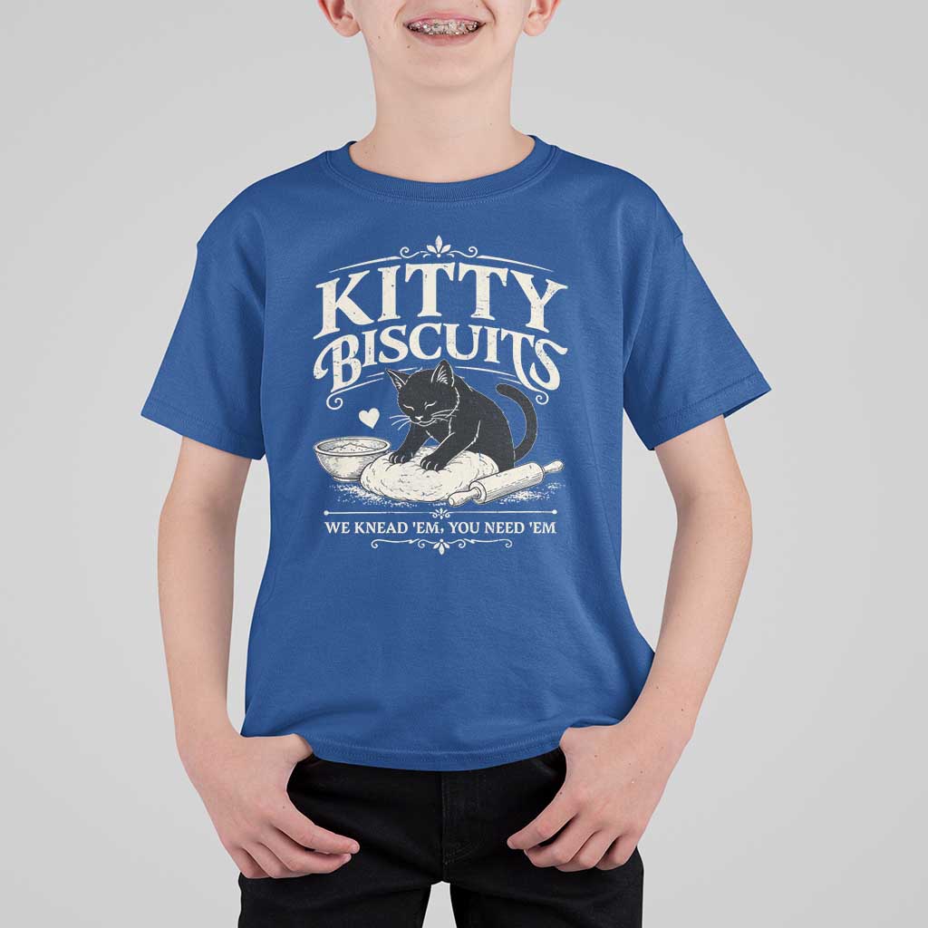 Kitty Biscuits We Knead Em You Need Em T Shirt For Kid Funny Black Cat Making Biscuits Baking
