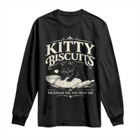 Kitty Biscuits We Knead Em You Need Em Long Sleeve Shirt Funny Black Cat Making Biscuits Baking