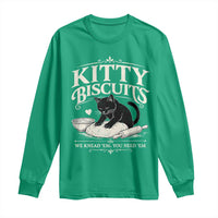 Kitty Biscuits We Knead Em You Need Em Long Sleeve Shirt Funny Black Cat Making Biscuits Baking