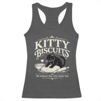 Kitty Biscuits We Knead Em You Need Em Racerback Tank Top Funny Black Cat Making Biscuits Baking