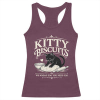 Kitty Biscuits We Knead Em You Need Em Racerback Tank Top Funny Black Cat Making Biscuits Baking